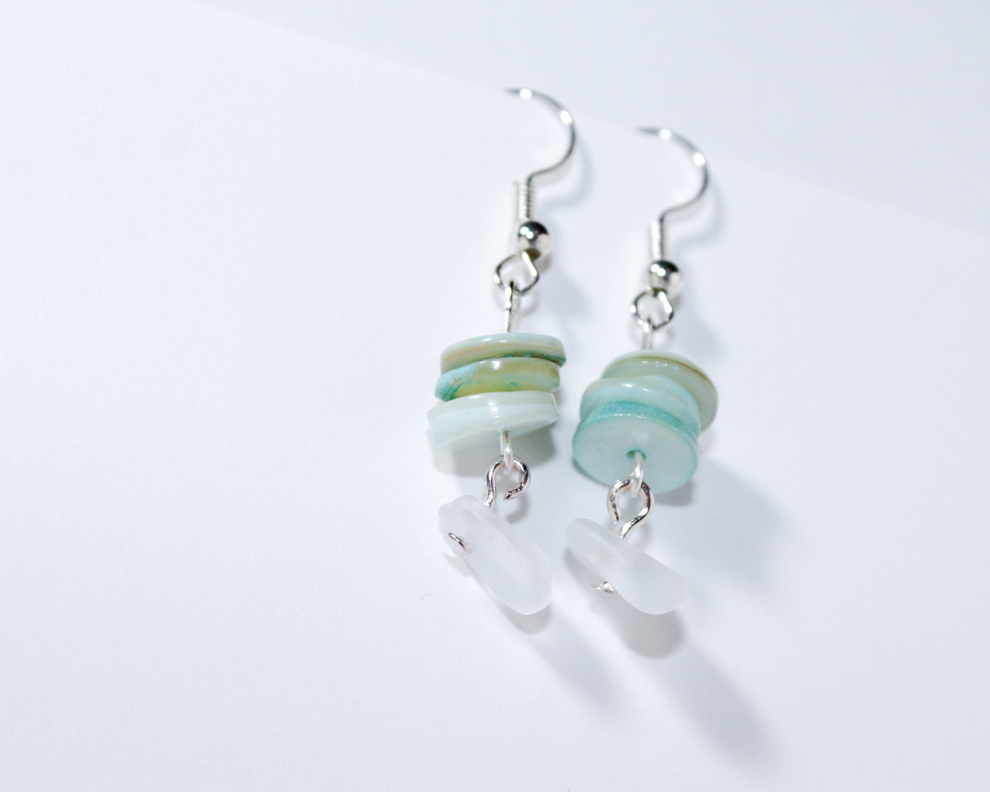 Sea-foam Stack Drop Earrings